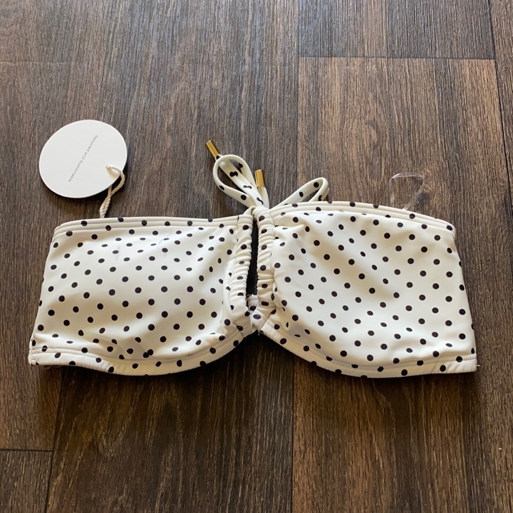 Peony Biscotti Tie Bikini Bandeau Top - Picture 4 of 7